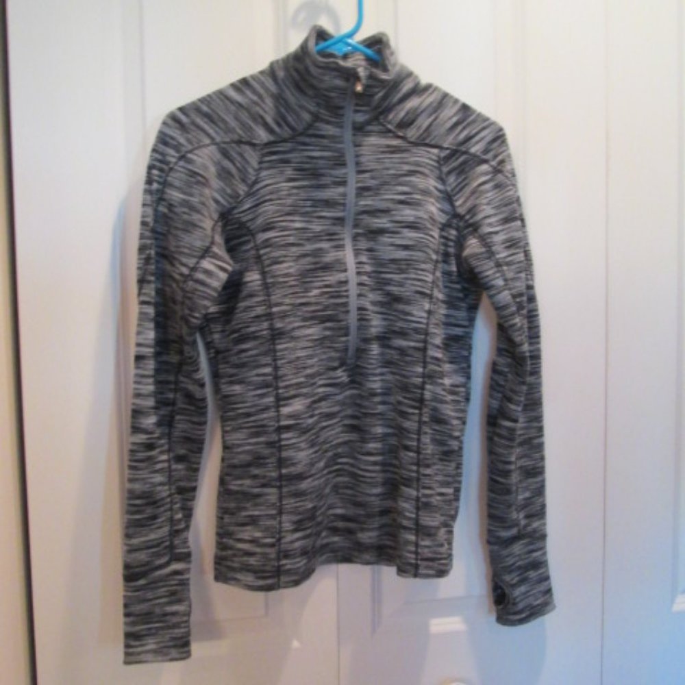 Columbia Black Gray 1/4 Zip Pullover Thumb Hole Athletic Shirt Size S